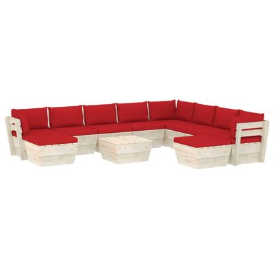 vidaXL 11-delige Loungeset met kussens pallet vurenhout