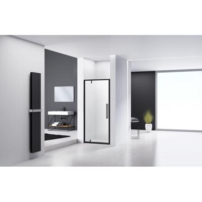 Van Rijn Products ST04 Nisdeur - 100x200cm - helder glas - dikte 6mm - zwart ST04100100KP