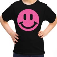 Verkleed T-shirt voor meisjes - Smile Emoticon - zwart - carnaval - feestkleding voor kinderen - thumbnail