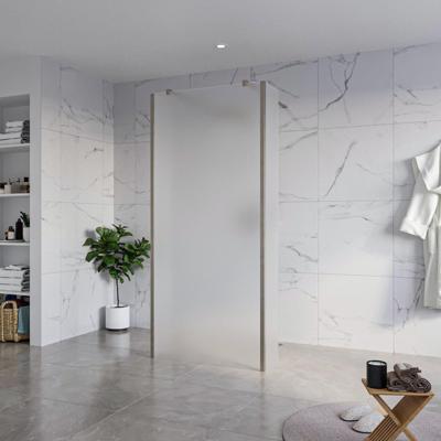 Fortifura Galeria Vrijstaande Inloopdouche - 90x200cm - Glas mat - antikalk - 8mm veiligheidsglas - 2 zijwanden 40cm - wandsteunen en hoekprofielen - Geborsteld Gunmetal PVD SW927771 2x/SW797929/SW797921 2x/SW798732 2x