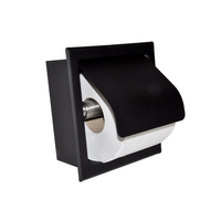 Sub inbouw toiletrolhouder met klep 15,2 x 16,2 x 7,2 cm, mat zwart - thumbnail