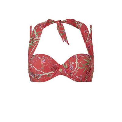 TC WOW gebloemde strapless beugel bikinitop rood/groen TC WOW gebloemde strapless beugel bikinitop rood/groen
