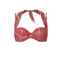 TC WOW gebloemde strapless beugel bikinitop rood/groen - thumbnail