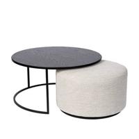 Atmooz Salontafel Rond Emir (incl Poef) Ø 80cm Zwart