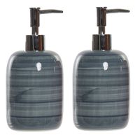 2x stuks zeeppompjes/zeepdispensers blauw polystone 300 ml - thumbnail