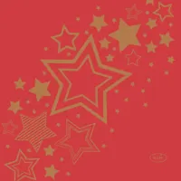 Duni 3-laags tissue servet holiday star 24x24cm rood 20 stuks