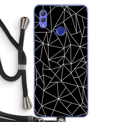 Geometrische lijnen wit: Honor Note 10 Transparant Hoesje met koord