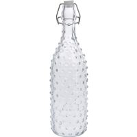 1x Glazen flessen transparant stippen met beugeldop 1000 ml - thumbnail