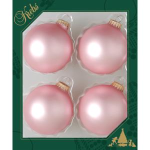 Kerstballen - 4x st - chic roze - 7 cm - glas - mat - kerstversiering