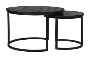 LABEL51 Salontafel 'Double' Zwart Mangohout, Set van 2 stuks