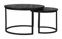 LABEL51 Salontafel 'Double' Zwart Mangohout, Set van 2 stuks