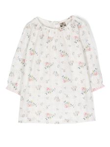 Bonton robe en coton à fleurs - Blanc