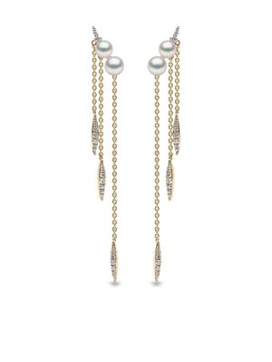 Yoko London boucles d'oreilles Trend en or jaune 18ct ornées de perles et de diamants