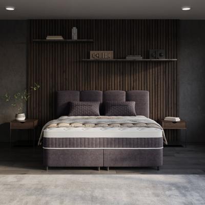 2-Persoons Boxspring Met Opbergruimte - Allure - Antraciet - Antraciet 140x200 Cm - - Inclusief Topper - Dekbed-Discounter.nl