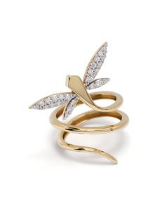 Anapsara bague Micro Dragonfly en or 18ct pavée de diamants