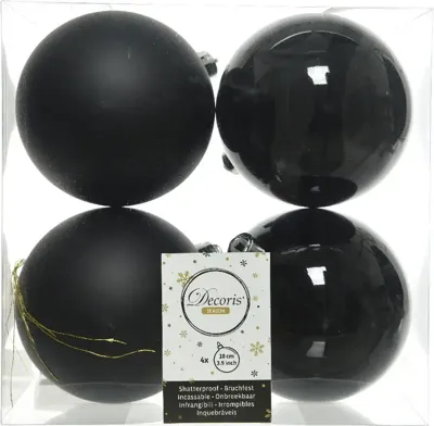 Kerstbal plc d10cm gl-mt 4st zwart