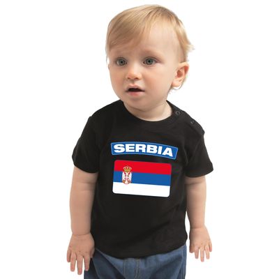Serbia t-shirt met vlag Servie zwart voor babys