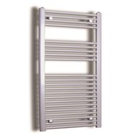 Elektrische Design Radiator Sanicare Plug & Play 111,8x60 cm Inox Look 730 Watt Met Zwarte Thermostaat Links - thumbnail