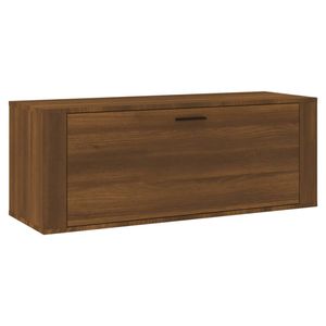 The Living Store Schoenenkast wandgemonteerd 100x35x38cm bewerkt hout bruineiken - Schoenenkast