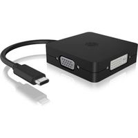 ICY BOX IB-DK1104-C video kabel adapter 0,15 m USB Type-C DVI + VGA + DisplayPort + HDMI Zwart