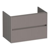 Brauer Adore Wavy - Onderkast - 80 cm - met 2 Softclose Lades Greeploos en 1 Sifon Uitsparing - Mat Taupe