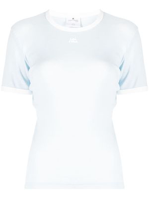 Courrèges t-shirt en coton à logo brodé - Bleu