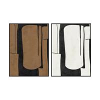 Schilderij Home ESPRIT Bruin Zwart Abstract Stads 90 x 4 x 120 cm (2 Stuks)