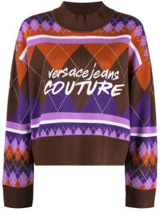 Versace Jeans Couture pull en maille à logo brodé - Marron