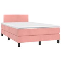 Boxspring met matras en LED fluweel roze 120x190 cm