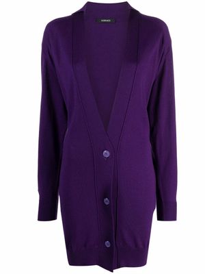 Versace Pre-Owned cardigan mi-long à col v (années 1990) - Violet
