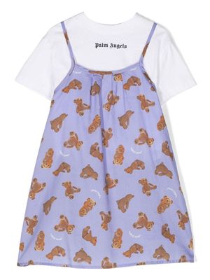 Palm Angels Kids robe à imprimé ourson - Violet