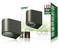 Ranex Ra-5000332 Led Buitenwandlamp van Roestvrijstaal Ranex Ra-5000332 Led Buitenwandlamp van Roestvrijstaal