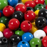 Creativ Company Houten kralen, d 10 mm, gatgrootte 3 mm, ca. 70 div, diverse kleuren, 20 gr/ 1 doos