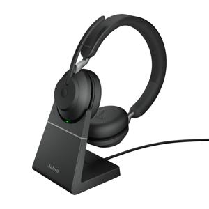 Jabra Evolve2 65 UC On Ear headset Telefoon Bluetooth Stereo Zwart Noise Cancelling Volumeregeling, Indicator voor batterijstatus, Microfoon uitschakelbaar