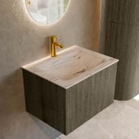 Badmeubel Mondiaz Kurve-Dlux | 60 cm | Meubelkleur Shadow | Wastafelkleur Nata | Solid surface | Wasbak midden spoelbak | 1 kraangat