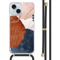 iPhone 15 hoesje met zwart koord - Abstract terracotta