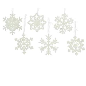 Decoris Kersthangers - 10 cm - sneeuwvlokken - wit - 6 stuks