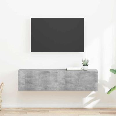 TV Wandkast 2 pcs Beton 60 x 31 x 29.5 cm Bewerkt hout