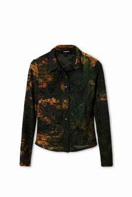 Devoré blouse met aquarel - BLACK - XXL