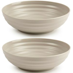 Set van 8x kommetjes/schaaltjes - Dessert/ontbijt - Kunststof - D19 cm - Taupe