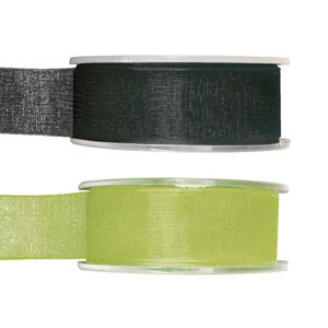 Organza sierlint pakket - zwart/groen - 2,5 cm x 20 meter - Hobby/decoratie/knutselen