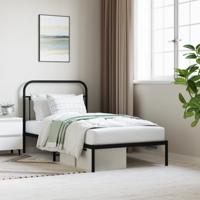 Bedframe met hoofdbord metaal zwart 100x190 cm