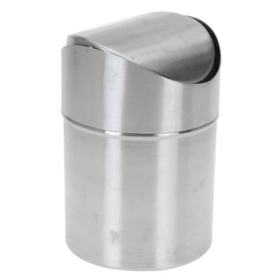 Excellent Houseware aanrecht Mini prullenbakje met klepdeksel - zilver - 1.3L - 16 cm - rvs