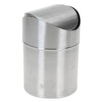 Excellent Houseware aanrecht Mini prullenbakje met klepdeksel - zilver - 1.3L - 16 cm - rvs Excellent Houseware aanrecht Mini prullenbakje met klepdeksel - zilver - 1.3L - 16 cm - rvs