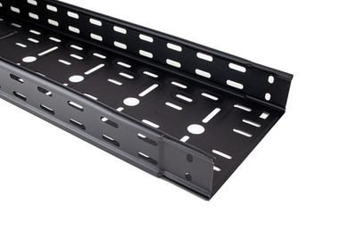 Kabelgoot structuur zwart metaal 200mm breed 60mm hoog RAL9005 2 meter prijs per meter