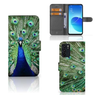 OPPO Reno6 5G | Telefoonhoesje | Met pasjeshouder | Pauw