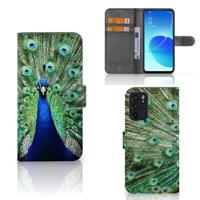 OPPO Reno6 5G | Telefoonhoesje | Met pasjeshouder | Pauw