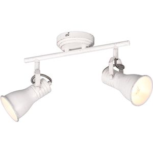 LED Plafondspot - Plafondverlichting - Trion Sanita - E14 Fitting - 2-lichts - Rechthoek - Antiek Wit - Aluminium