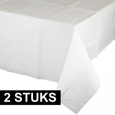 Party/verjaardag Tafelkleed - 2x - wit - 274 x 137 cm - tafellaken van papier