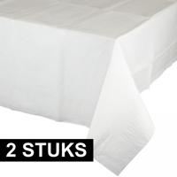 Party/verjaardag Tafelkleed - 2x - wit - 274 x 137 cm - tafellaken van papier